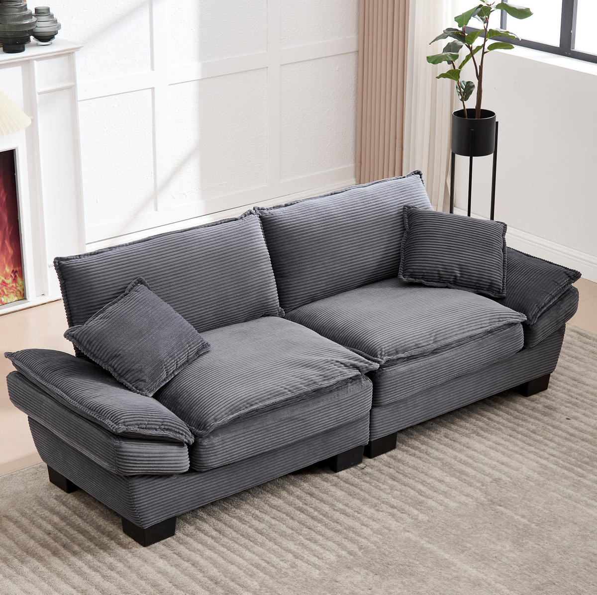 SOFA 2-Sitzer mit tiefem Sitz 224 x 81 x 81 cm Velvet Dark Gray - Dunkelgrau, Kunststoff (224/81/81cm) - Meubliv