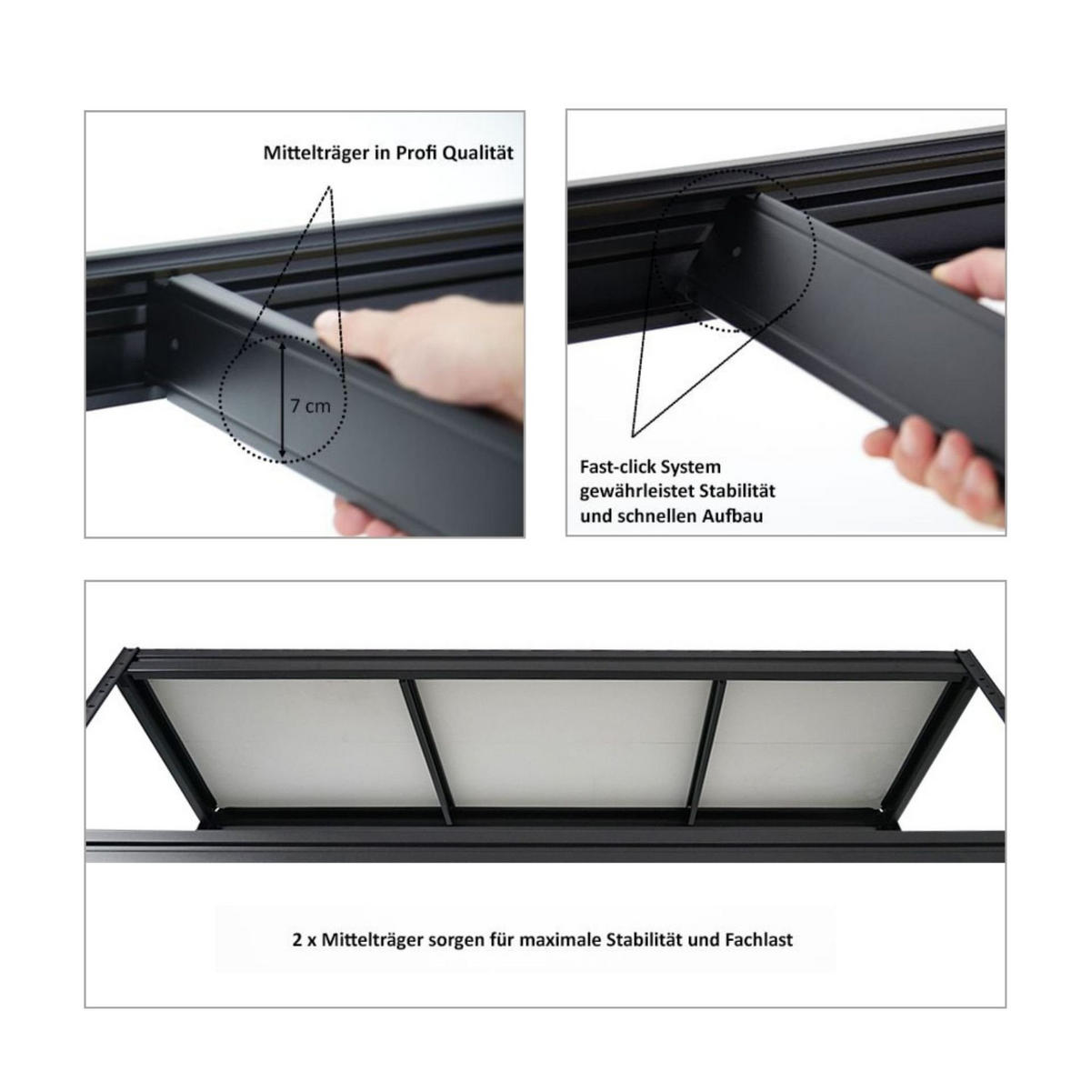 SCHWERLASTREGAL Dino 2er-Set 180x200x60cm Melamin-Ebenen Schwarz - Schwarz, Metall (400/180/60cm) - PROREGAL