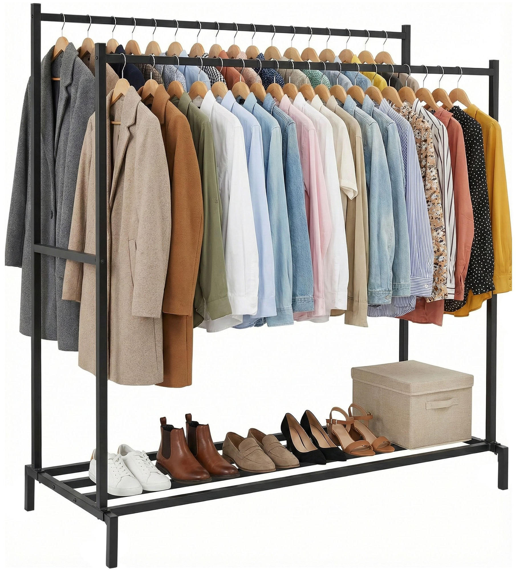 KLEIDERSTÄNDER Emil 150x62x160cm Metall Schwarz Kleiderstange - Schwarz, Metall (150/160/62cm) - DELUKE