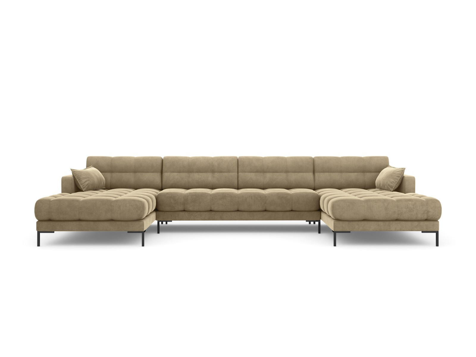 PANORAMASOFA Mamaia aus Samt beige 6 Sitzplätze - Beige, Textil (185/75/383cm) - Micadoni