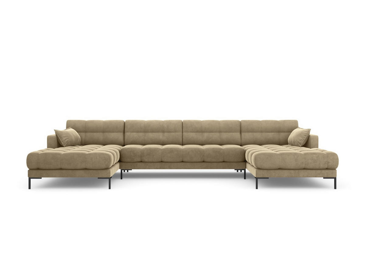 PANORAMASOFA Mamaia aus Samt beige 6 Sitzplätze - Beige, Textil (185/75/383cm) - Micadoni
