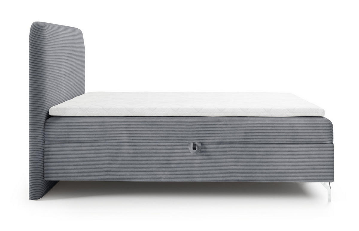 BOXSPRINGBETT mit Matratze H3 140x200 Rotos, Cordstoff, Bettkasten, Hellgrau - Hellgrau, Holz/Textil (140/200cm) - Emporius