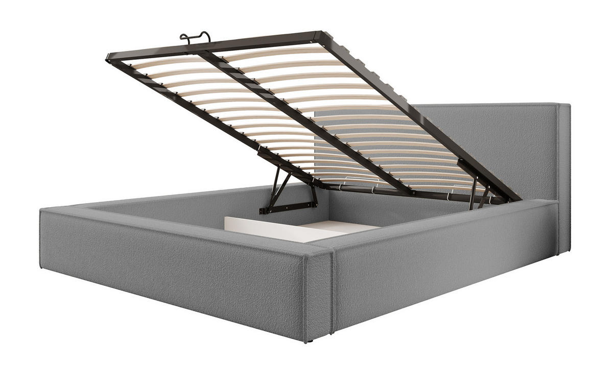 POLSTERBETT Bocalio Dunkelgrau Boucle 160 cm - Dunkelgrau, Textil (160/200cm) - Selsey