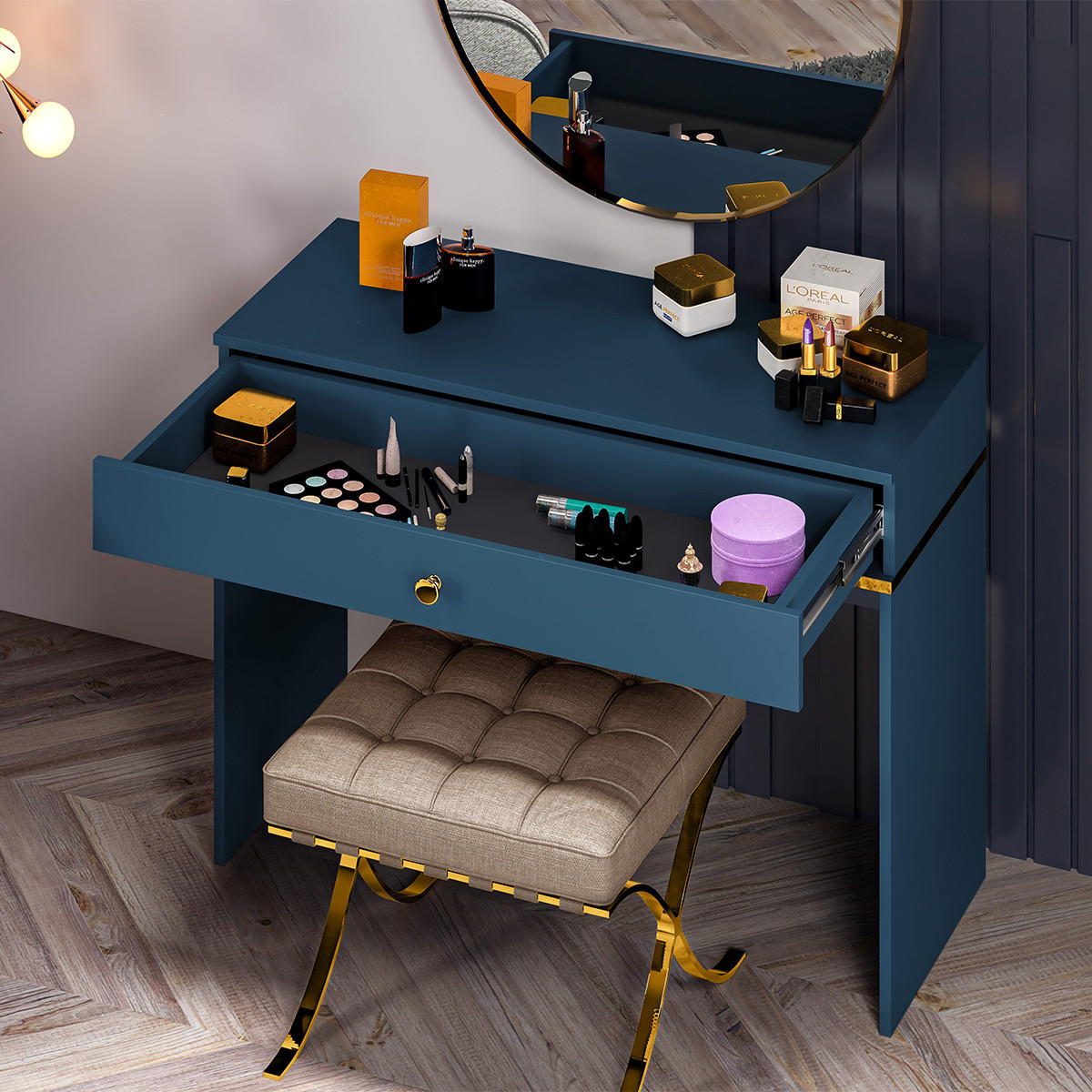 KONSOLE Thalia Blau - Blau, Holzwerkstoff (40/100/79cm) - Petits-meubles