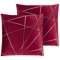 DEKOKISSEN 2er-Set Rot 45/45 cm Pinus - Rot, Textil (45/45cm) - Beliani