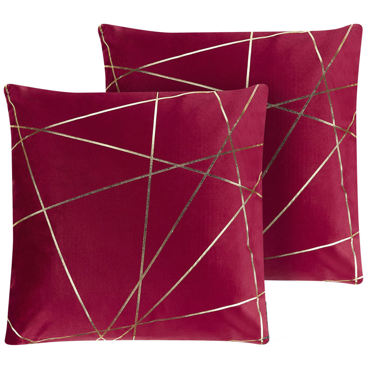 DEKOKISSEN 2er-Set Rot 45/45 cm Pinus - Rot, Textil (45/45cm) - Beliani