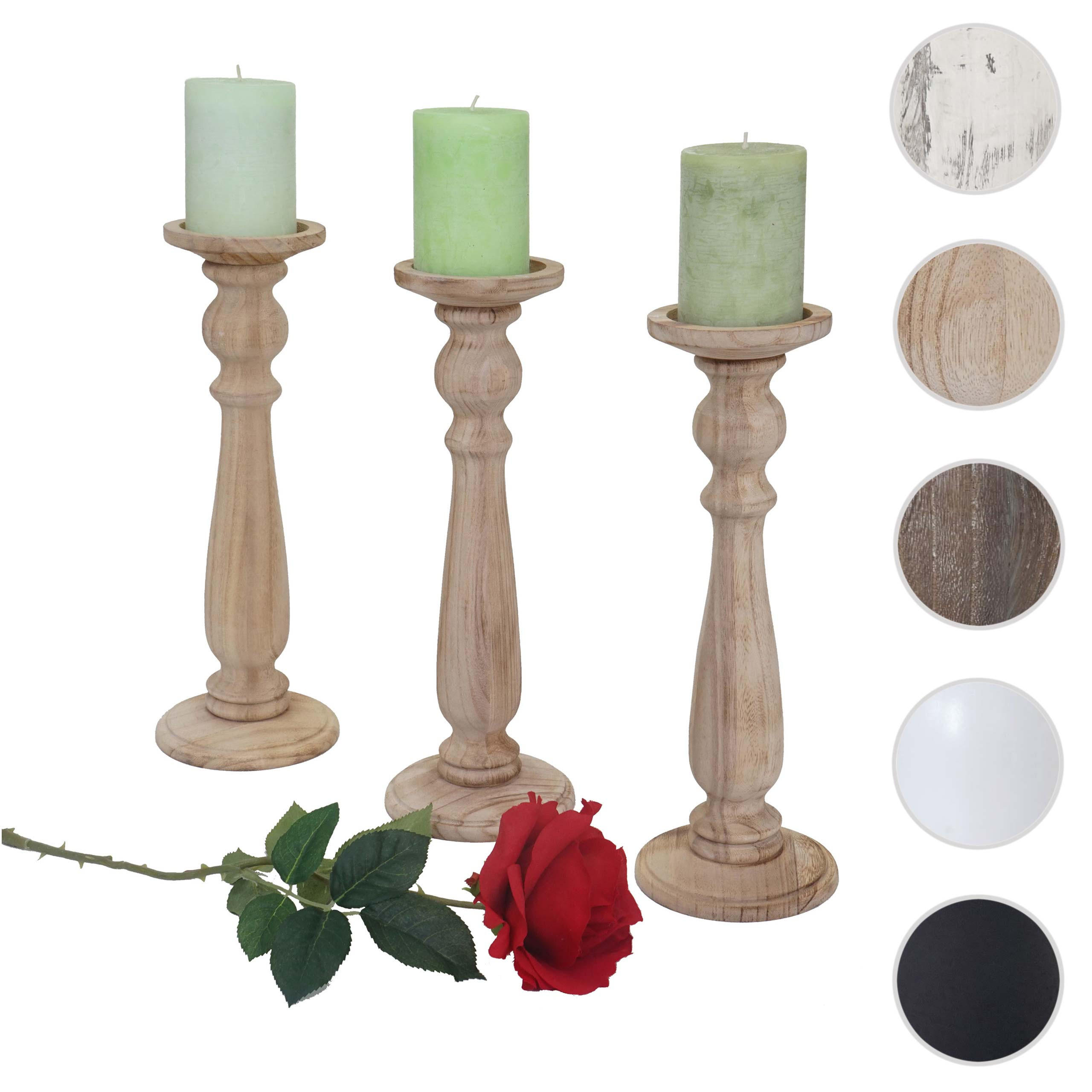 KERZENSTÄNDER 3ER-SET Beige 3-er Set-Set - Beige, Holz (12/35/12cm) - MCW
