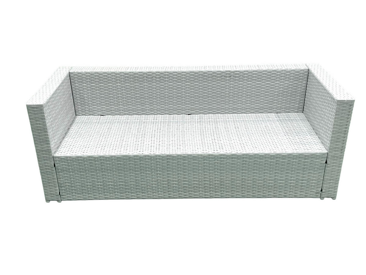 GARTENMÖBELSET mit 3-SITZER SOFA,COUCHTISCH Polyrattan Hellgrau-Mix 6-Sitzer - Hellgrau/Grau, Glas/Kunststoff - Fimous