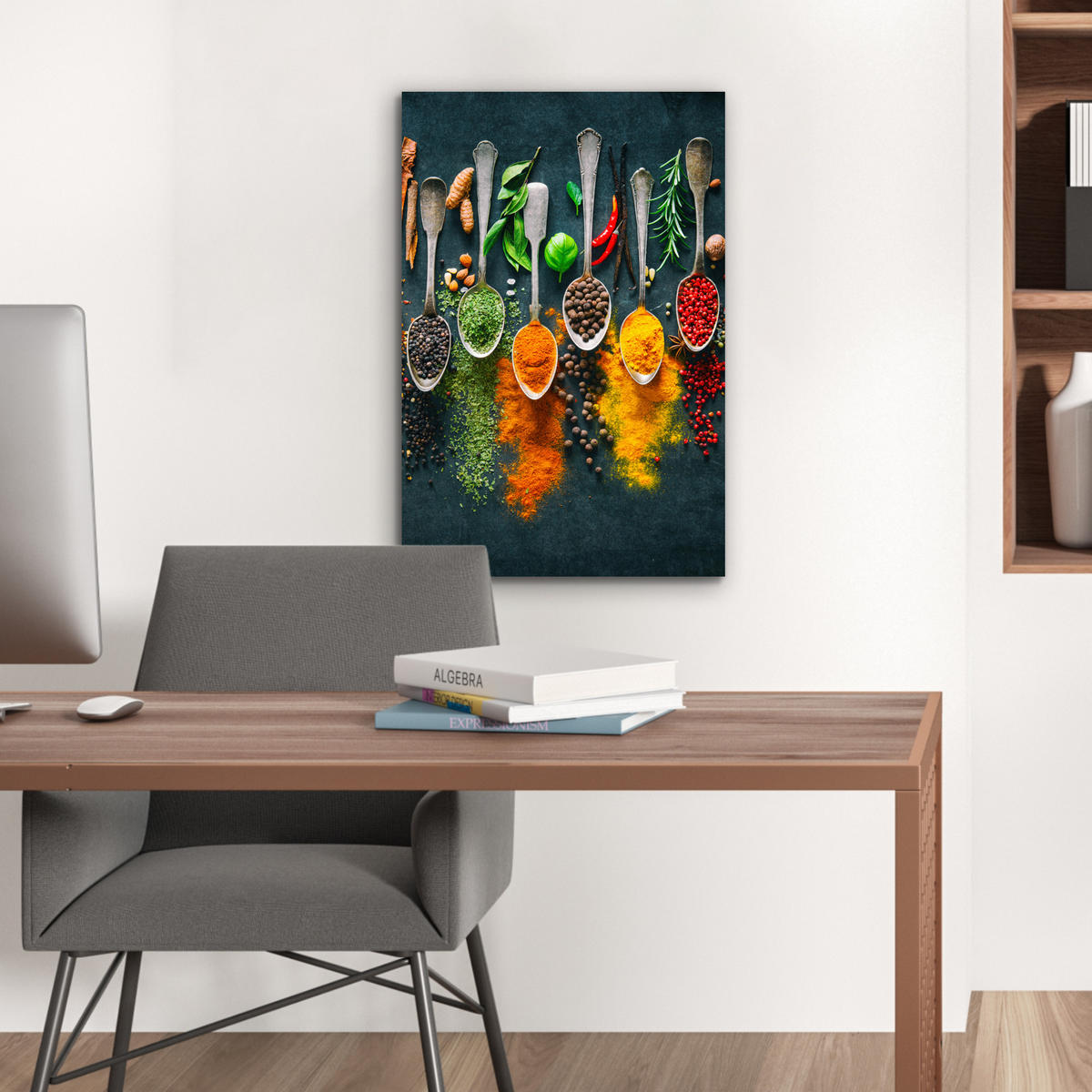 METALLBILD Kräuter - Gewürze - Löffel 40x60 cm - Currygelb, Metall (40/60cm) - MuchoWow
