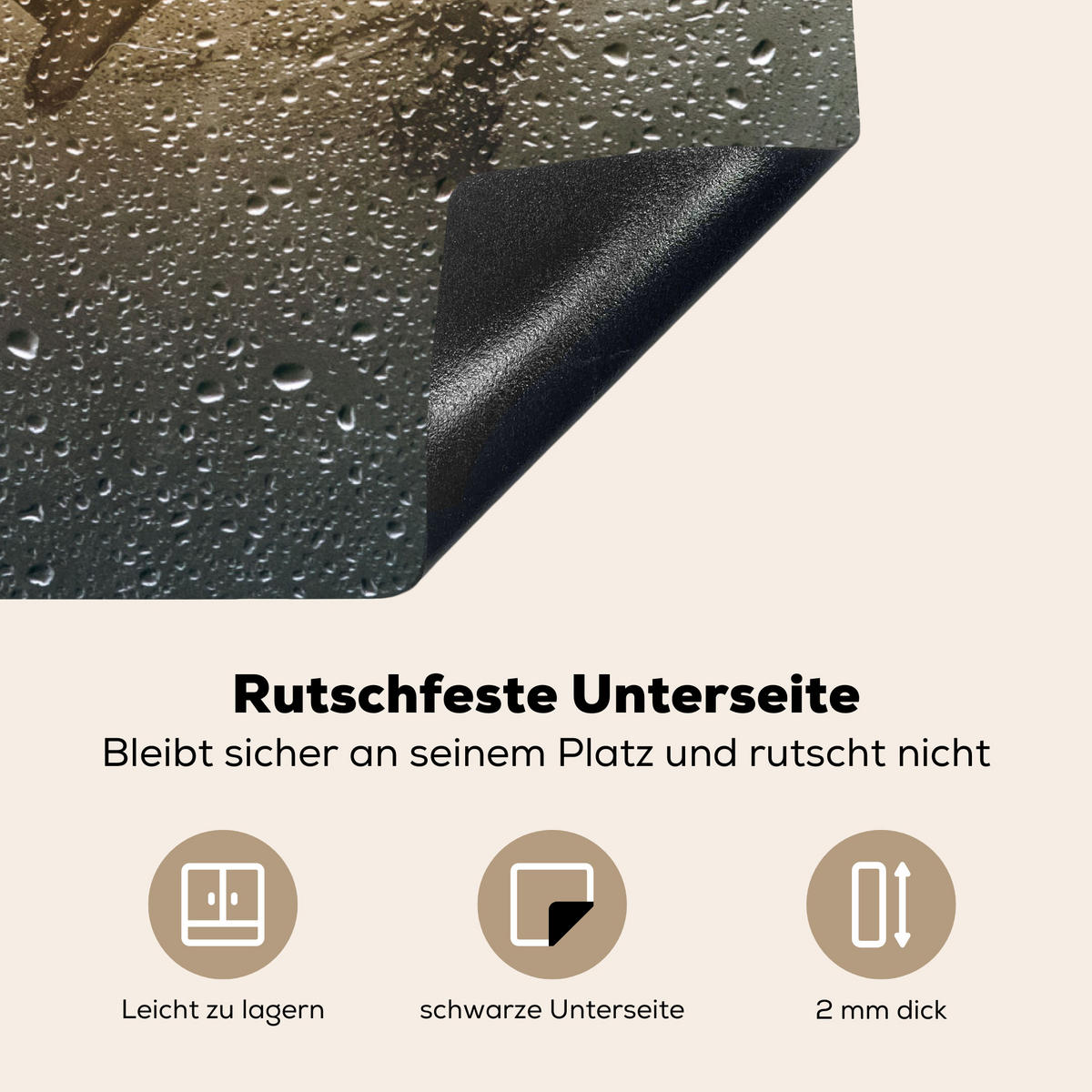 HERDABDECKPLATTE Herz - Kondenswasser - Wasser - 3D Herdabdeckung Induktionsfeld 75x52 cm - Grau, Kunststoff (75/52/0.2cm) - MuchoWow