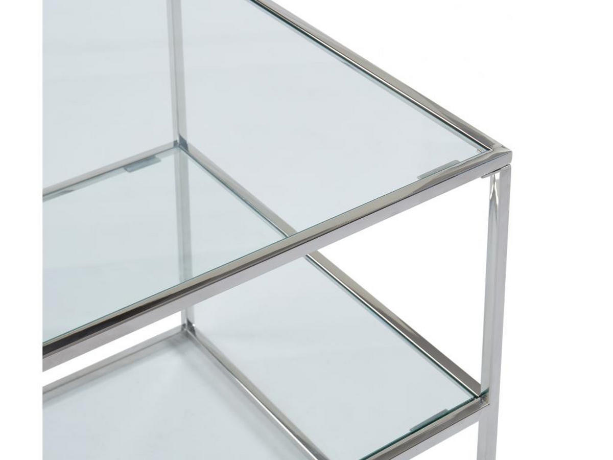 2ER-SET Nachttische mit 1 Ablage - Glas & Stahl - Silberfarben - KOHANA - Silberfarben, Metall (50/50/50cm) - Vente-Unique