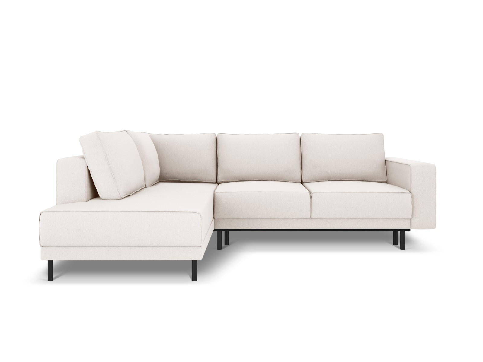 AUSKLAPPBARES-ECKSOFA links Caro aus strukturiertem Stoff leichtes beige 5 Sitzplätze - Beige, Textil (187/247cm) - Micadoni