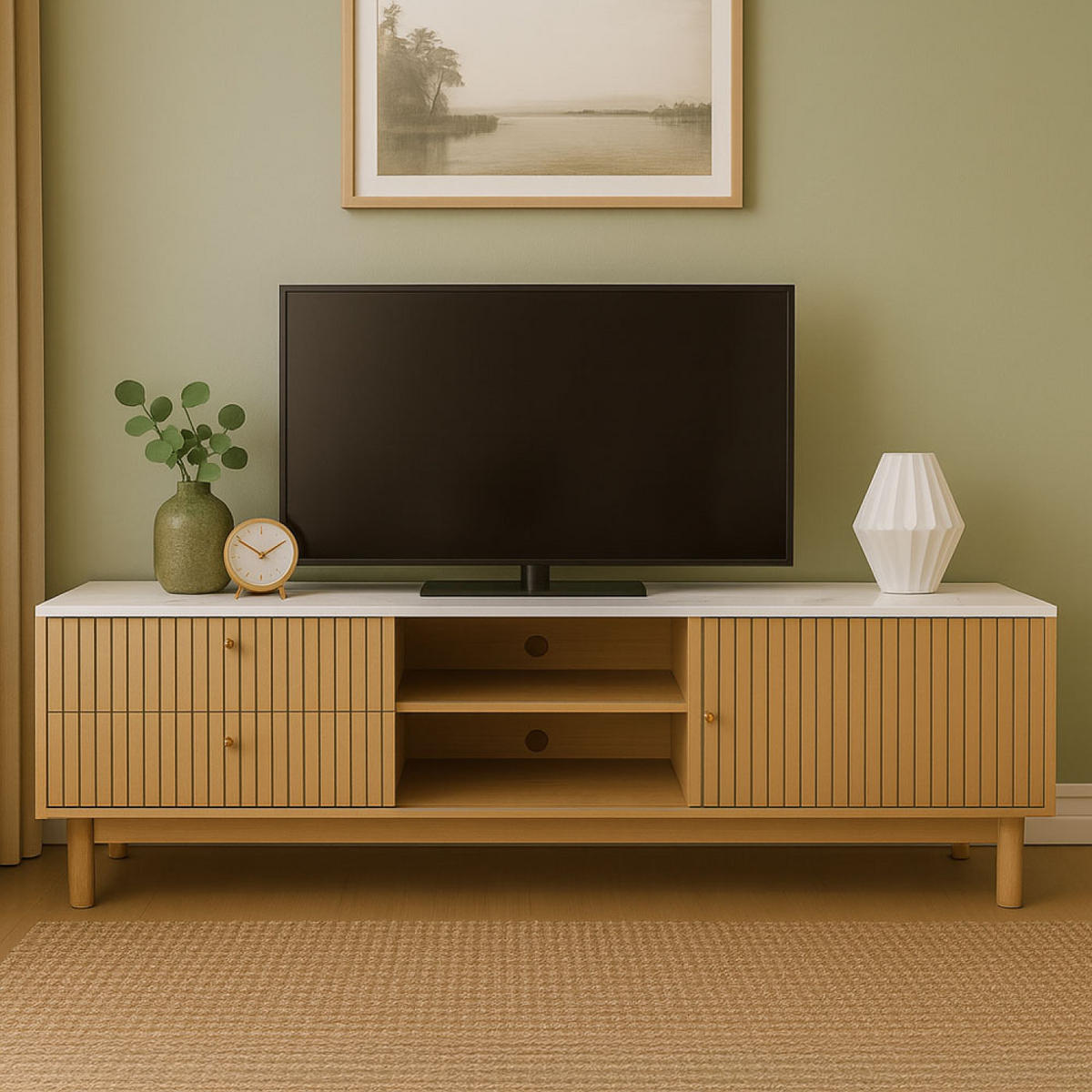 TV-MÖBEL Trix weiß 150 cm im zeitgenössischen Stil - Weiß, Holz (150/40/52cm) - Concept Usine