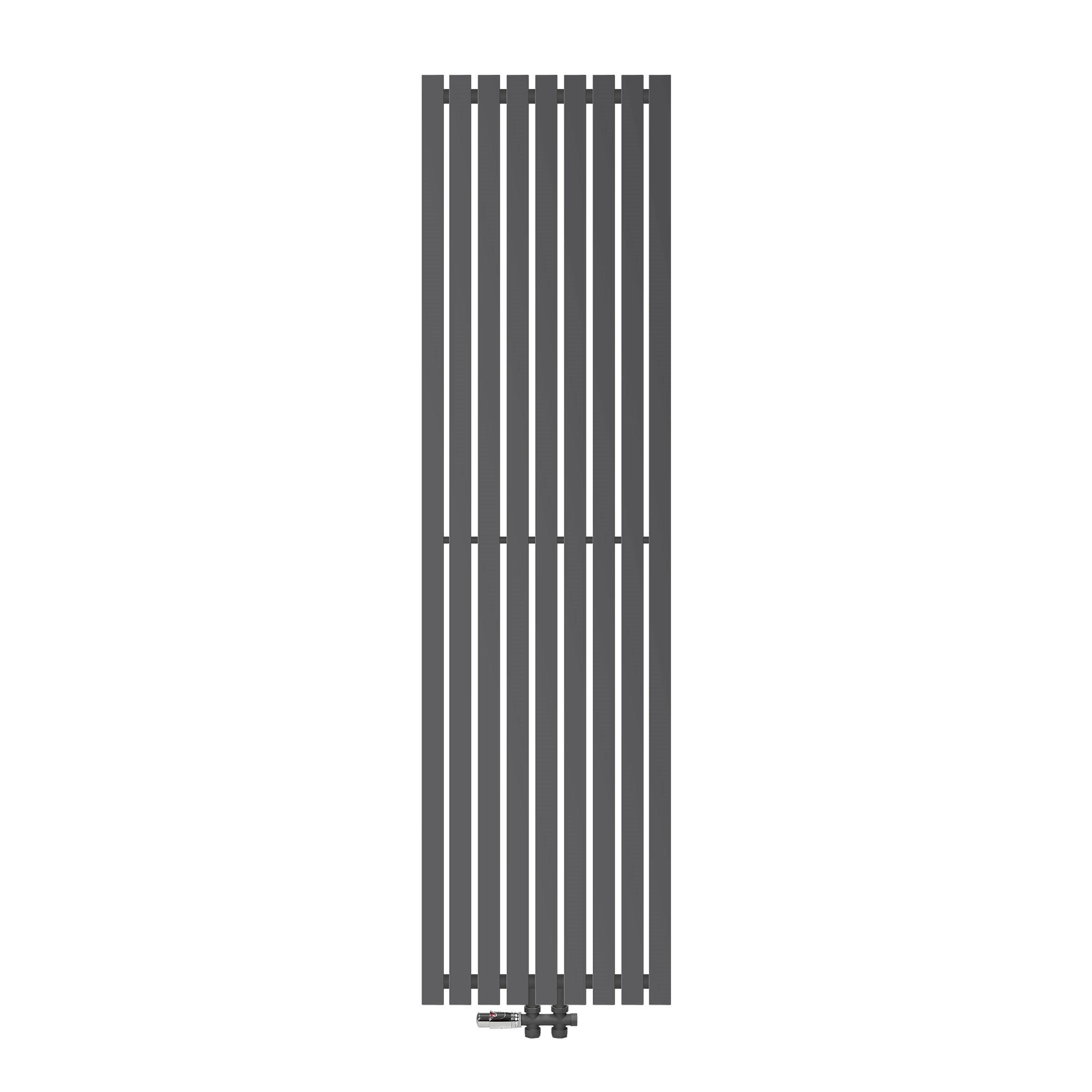 BADHEIZKÖRPER Stella 480x1800 mm Anthrazit mit Ventil Durchgang - Anthrazit, Metall (48/180/5cm) - LuxeBath