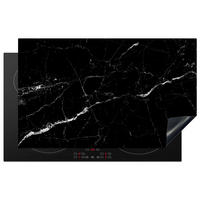 HERABDECKPLATTE - Marmoroptik - Schwarz - Luxus - 85x50 - Grau, Kunststoff (85/50/0.2cm) - MuchoWow