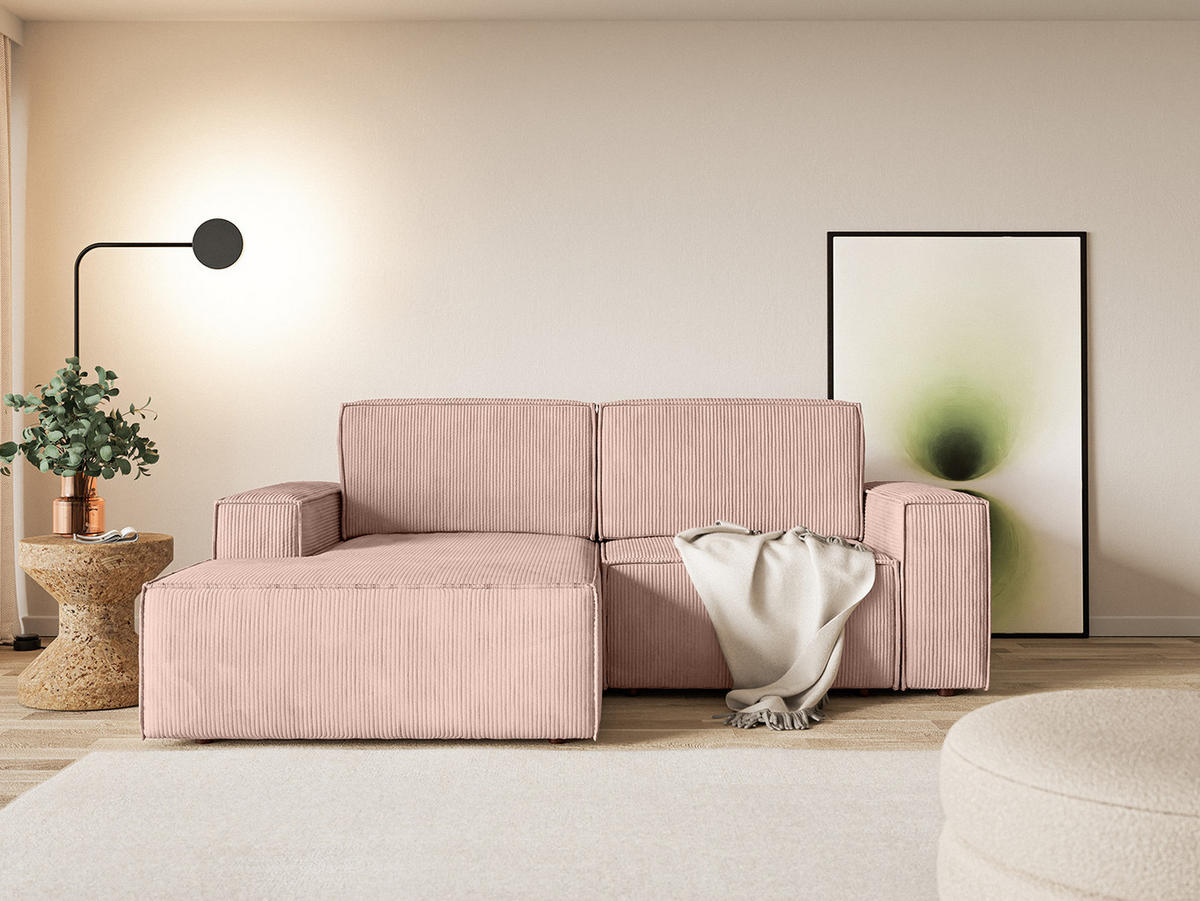 ECKSOFA KOKKO MINI mit Schlaffunktion, Rose - Pink, Textil (240/167cm) - Fedve