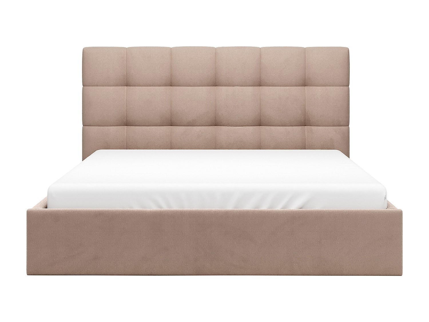 BETT mit Bettkasten - 2 Personen - Samt, Stoff - Beige - - Beige, Textil (160/200cm) - Vente-Unique