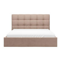 BETT mit Bettkasten - 2 Personen - Samt, Stoff - Beige - - Beige, Textil (160/200cm) - Vente-Unique