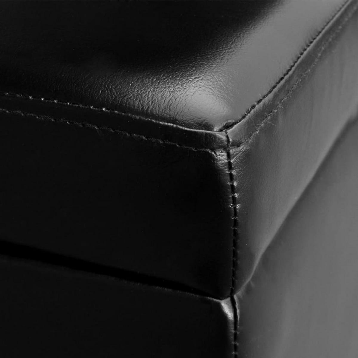 SITZBANK Mit Stauraum Lang Holz Schwarz - Schwarz, Leder (39/44/116cm) - vidaXL