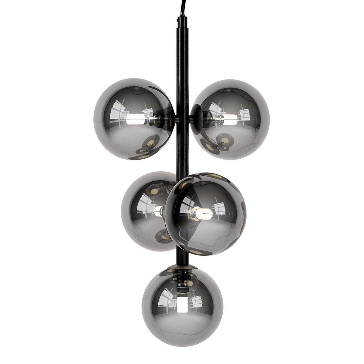 PENDELLEUCHTE - Metall / Glas - 5-flammig - Transparent/Grau, Glas/Metall (28/28/167cm) - home24