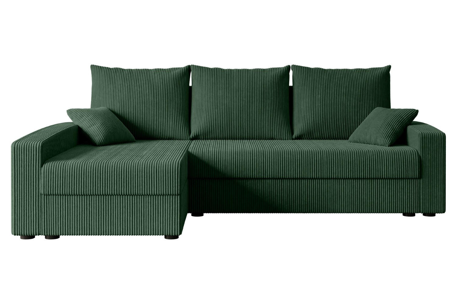 ECKSOFA mit Schlaffunktion und Bettkasten ALESIA-L 231x140x90 cm Grün Cord - Silberfarben/Grün, Holzwerkstoff/Kunststoff (231/140cm) - ALTDECOR