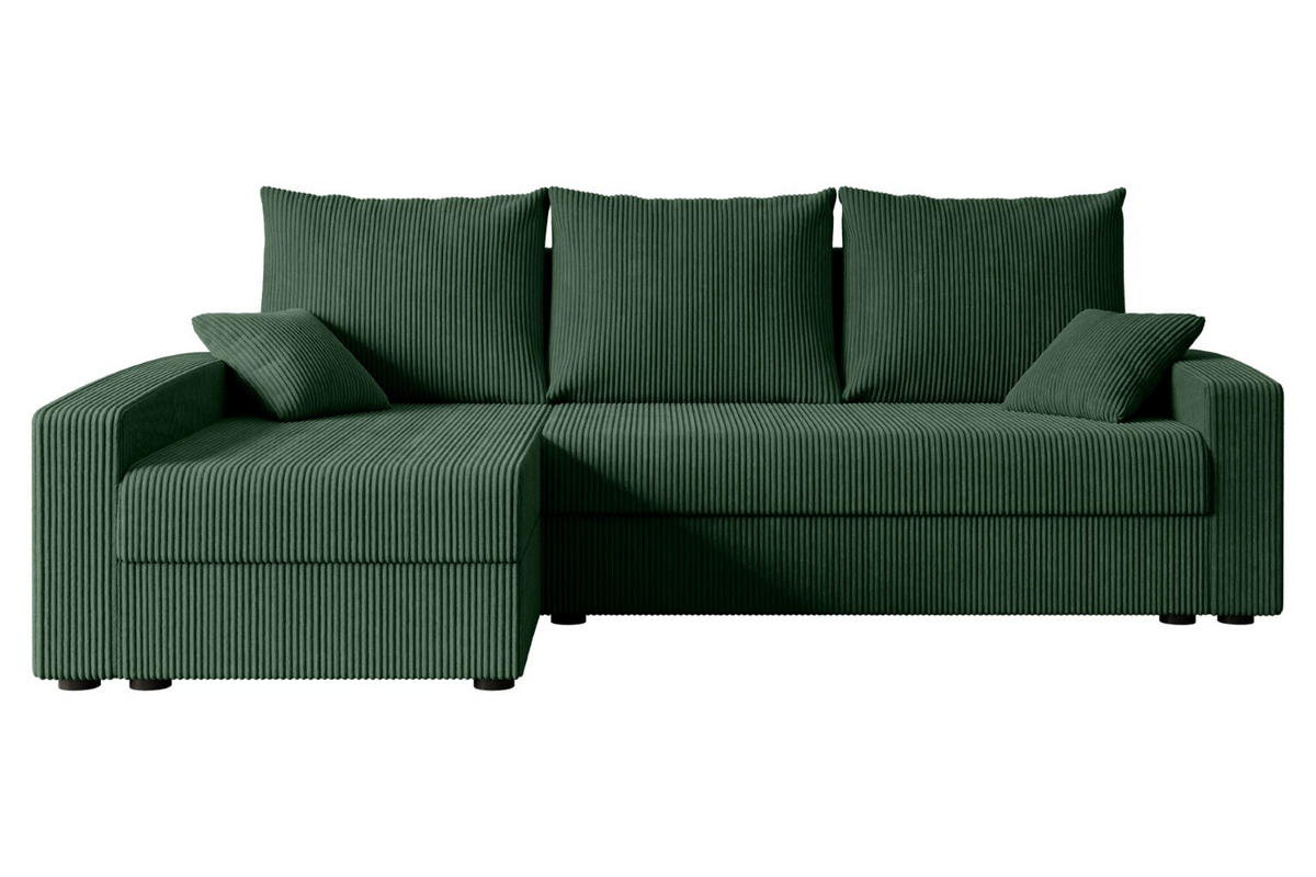 ECKSOFA mit Schlaffunktion und Bettkasten ALESIA-L 231x140x90 cm Grün Cord - Silberfarben/Grün, Holzwerkstoff/Kunststoff (231/140cm) - ALTDECOR