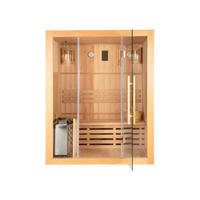 TRADITIONELLE Sauna SKYLINE L - 150 x 120 cm für 3 Personen - Naturfarben, Holz (150/190/120cm) - Home Deluxe