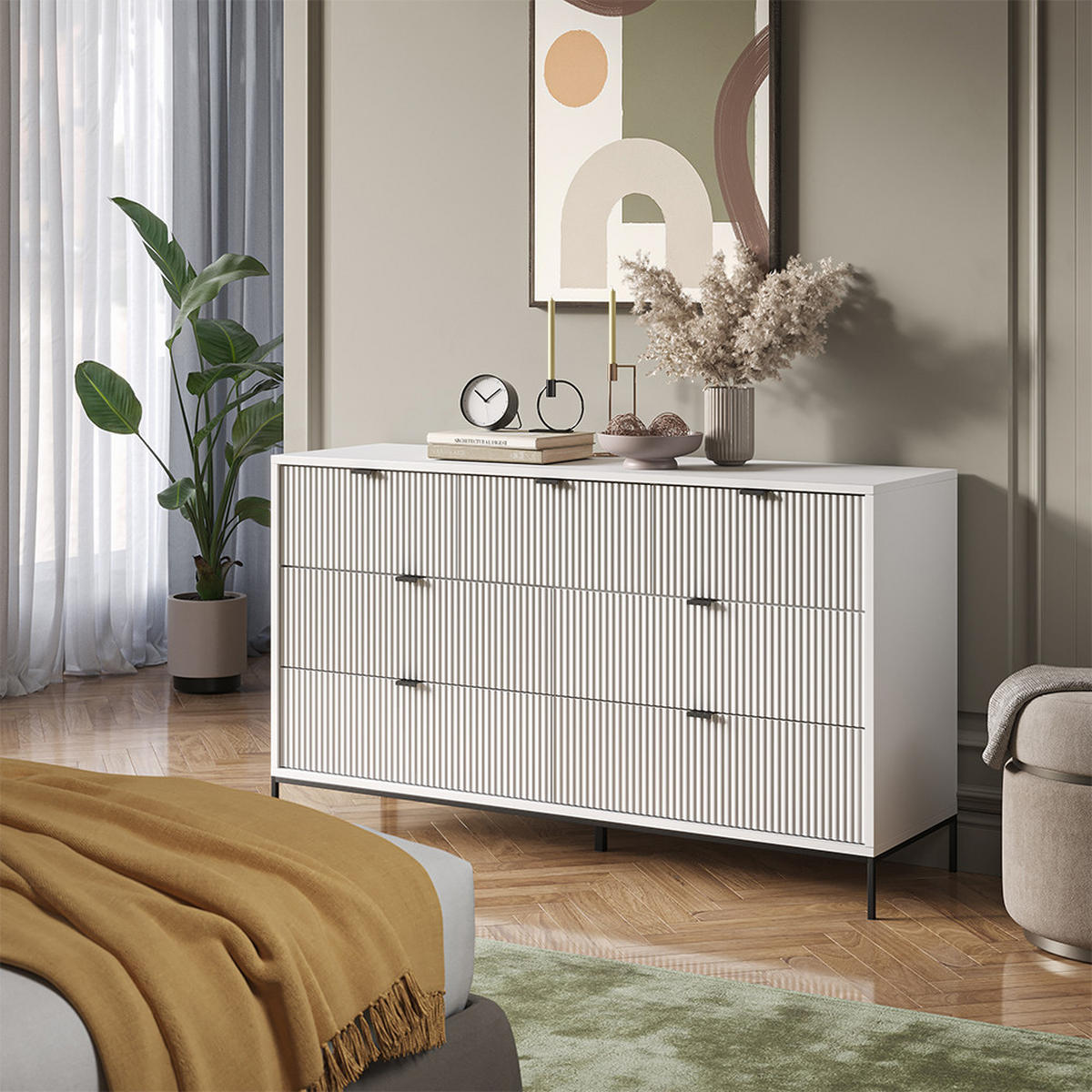 SIDEBOARD Eliza Weiß 140 x 81 cm mit 7 Schubladen - Weiß, Holzwerkstoff (140/81/42cm) - Vicco