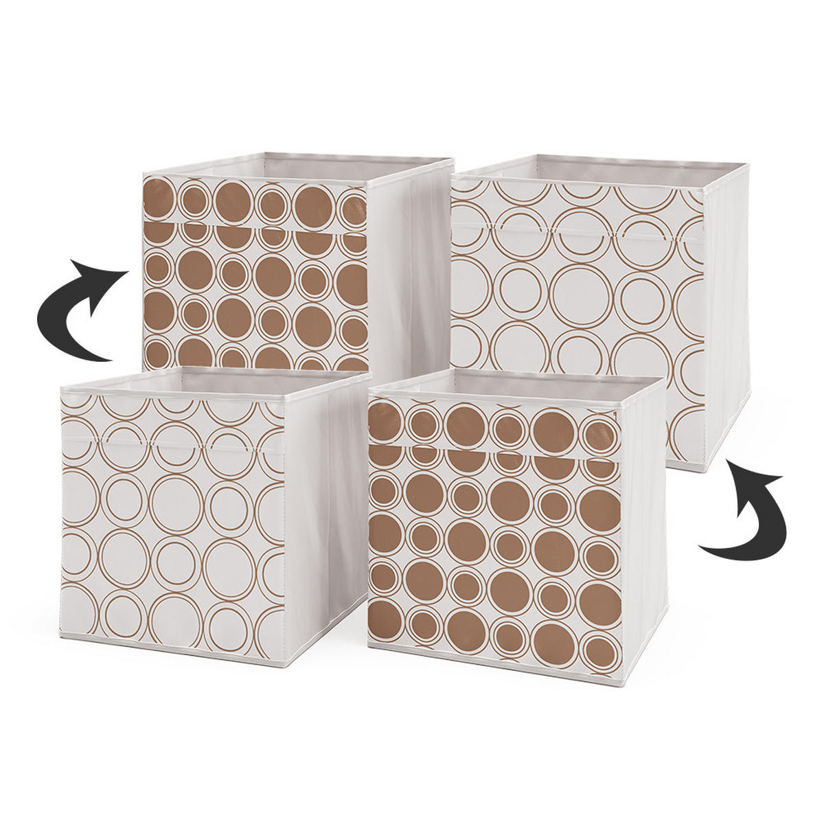 FALTBOX Weiß/Gold 30 x 30 cm 2er Set - Goldfarben/Weiß, Wellpappe (30/30/30cm) - Vicco