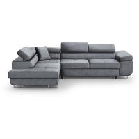 ECKSCHLAFSOFA Vild verstellbaren Kopfstützen, Hellgrau, links - Chromfarben/Hellgrau, Textil (275/203cm) - Beautysofa