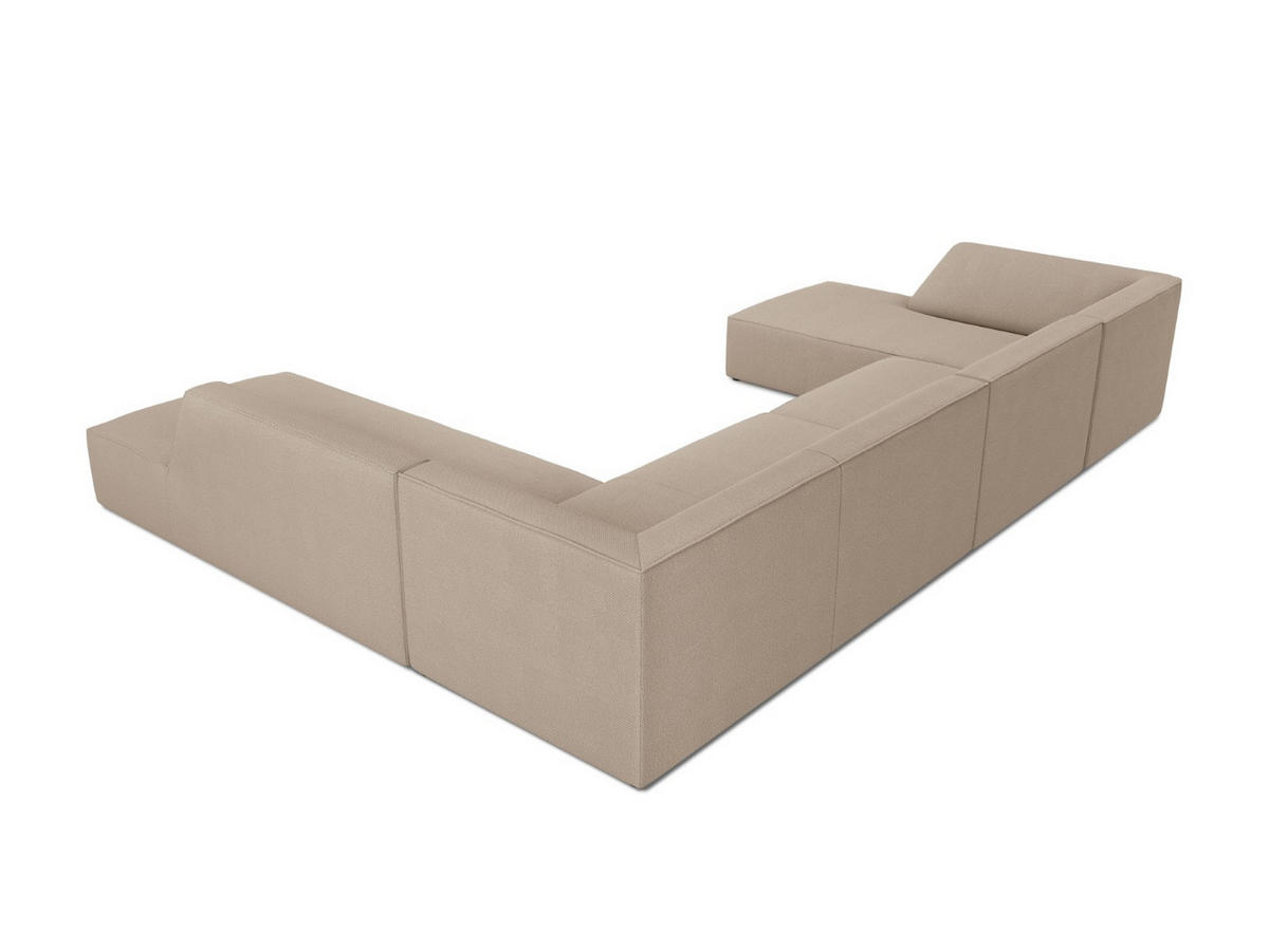 PANORAMASOFA rechts Ruby aus strukturiertem Stoff dunkelbeige 7 Sitzplätze - Taupe, Textil (273/69/366cm) - Micadoni