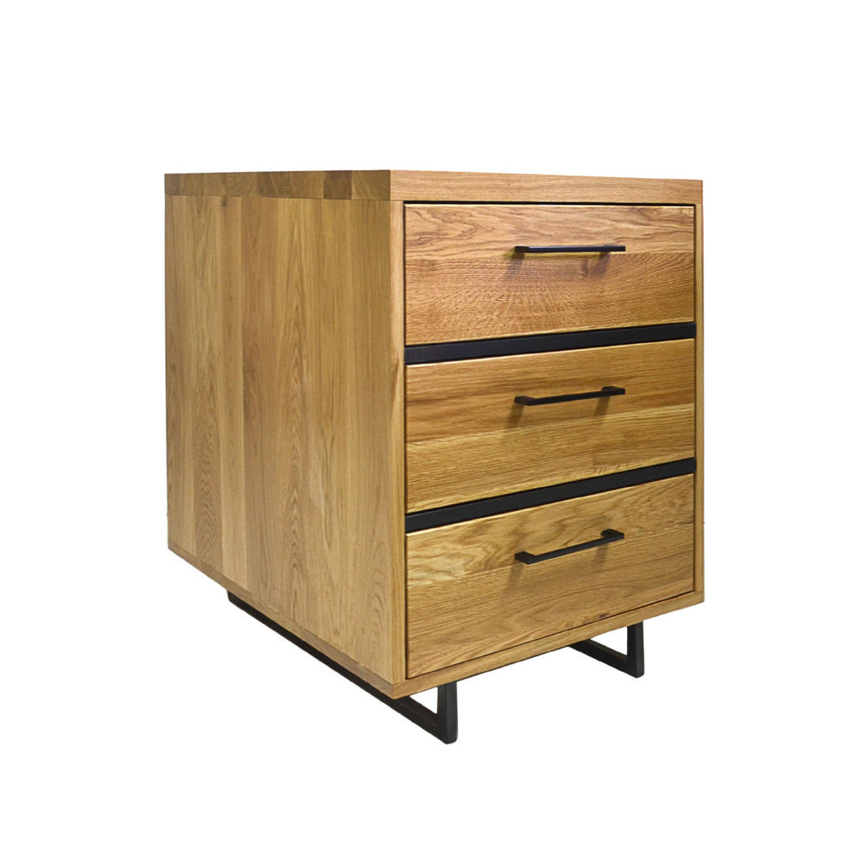 HOLZKOMMODE mit 3 Schubladen und Metallbeinen 60 cm breit HUGON II - Eichefarben, Holz (60/76/60cm) - Rawood Furniture