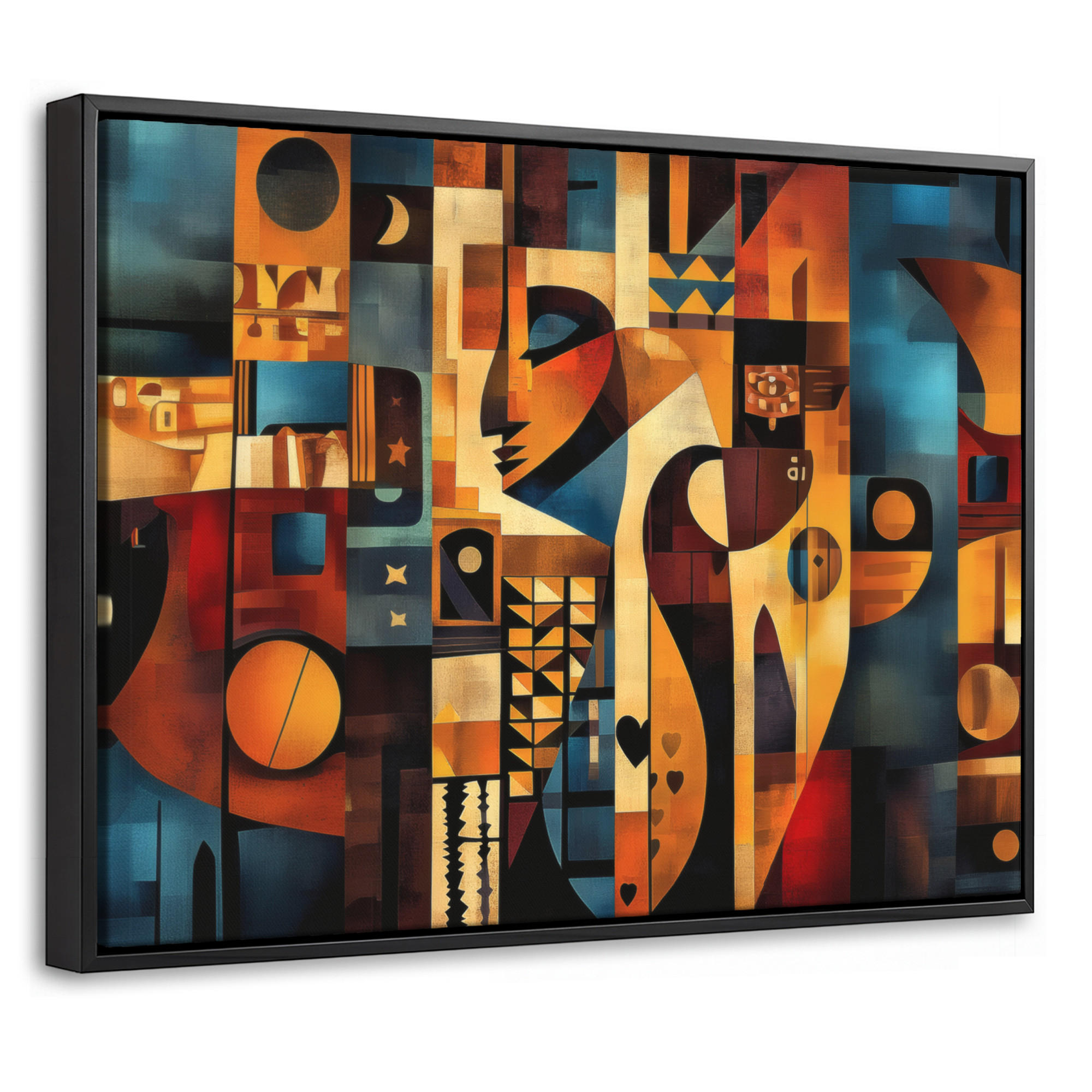 LEINWAND Bilder mit Rahmen - Figuren - Abstrakt - Symbole - 40x30 - Terracotta, Textil (40/30cm) - MuchoWow