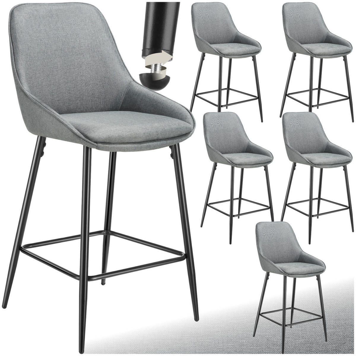 THEKENSTUHL Siera,49 x 54 x 100 cm, Belastbarkeit 120 kg,Webstoff grau/schwarz - Schwarz/Grau, Kunststoff (49/100/54cm) - tectake