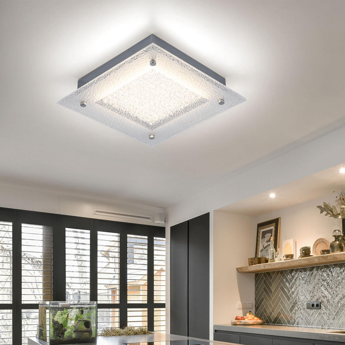 LED DECKENLEUCHTE Metall Klar - Klar, Glas (25/25/5.5cm) - Globo Lighting