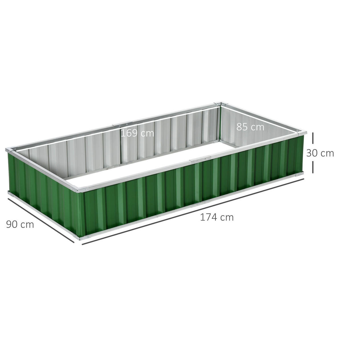 HOCHBEET DE-12201 modular 174/90/30 cm, ohne Werkzeug Grün - Grün, Metall (174/30/90cm) - ComfortXL