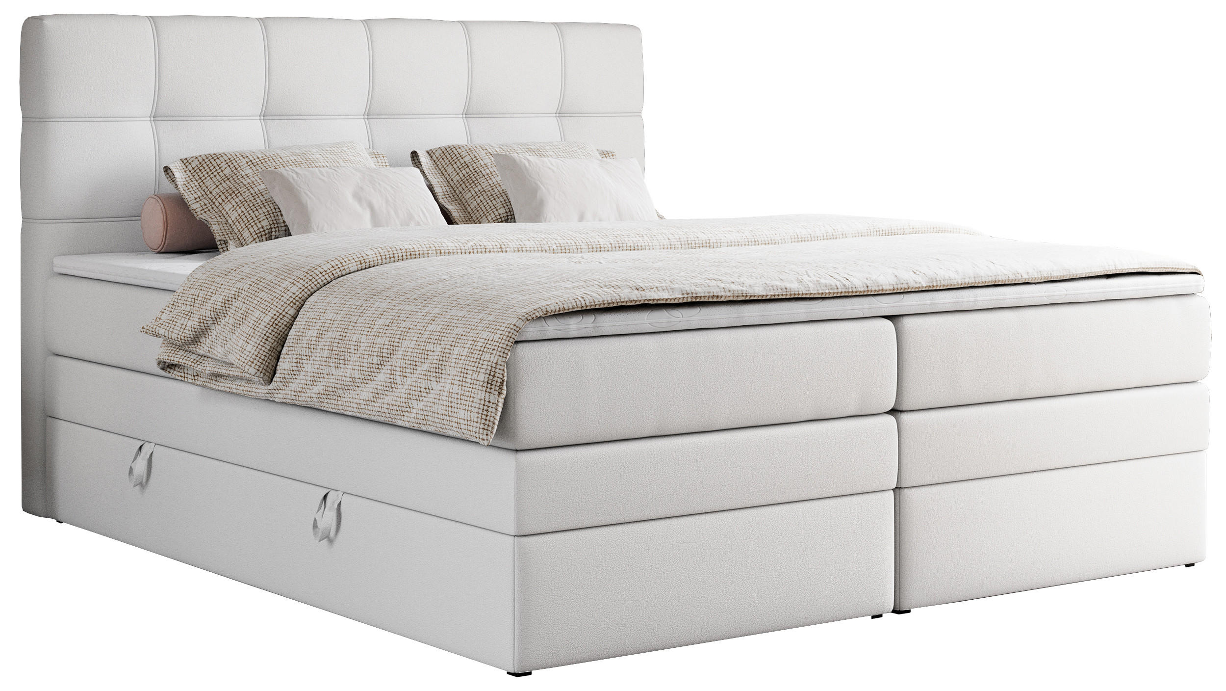 BOXSPRINGBETT ERNI KING 160/200 Weiß Kunstleder - H3 - Weiß, Holz/Textil (160/200cm) - MKS
