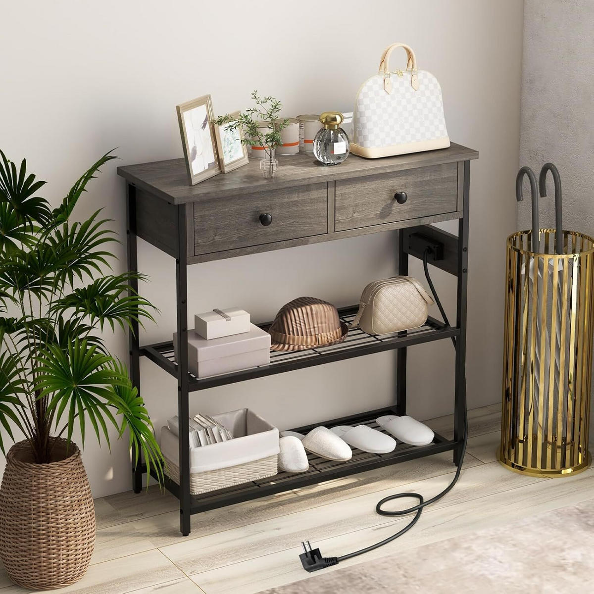 KONSOLENTISCH 81cm Grau - Grau, Holz (81/30/81cm) - COSTWAY