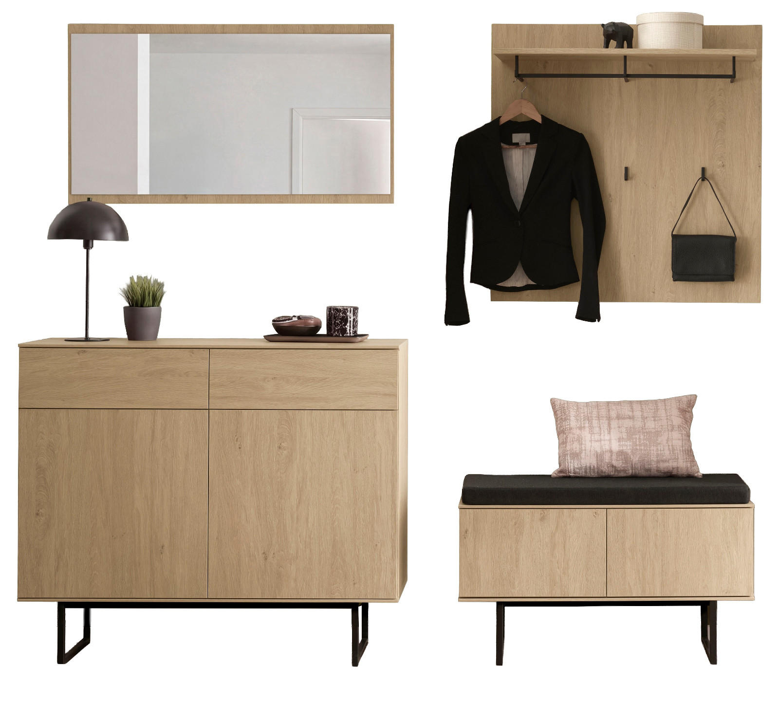 Furn.Design Garderobe-Set Eiche 215x200x40 cm