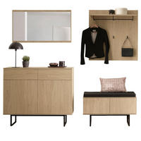 GARDEROBE-SET Stone Eiche 5-teilig 215 cm, Garderobenkombination in modernem Design - Eichefarben/Schwarz, Holzwerkstoff/Metall (215/200/40cm) - Furn.Design