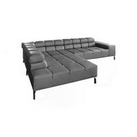 ECKSOFA NELSON Anthrazit Leder - Anthrazit/Schwarz, Leder/Metall (321/216cm) - KAWOLA
