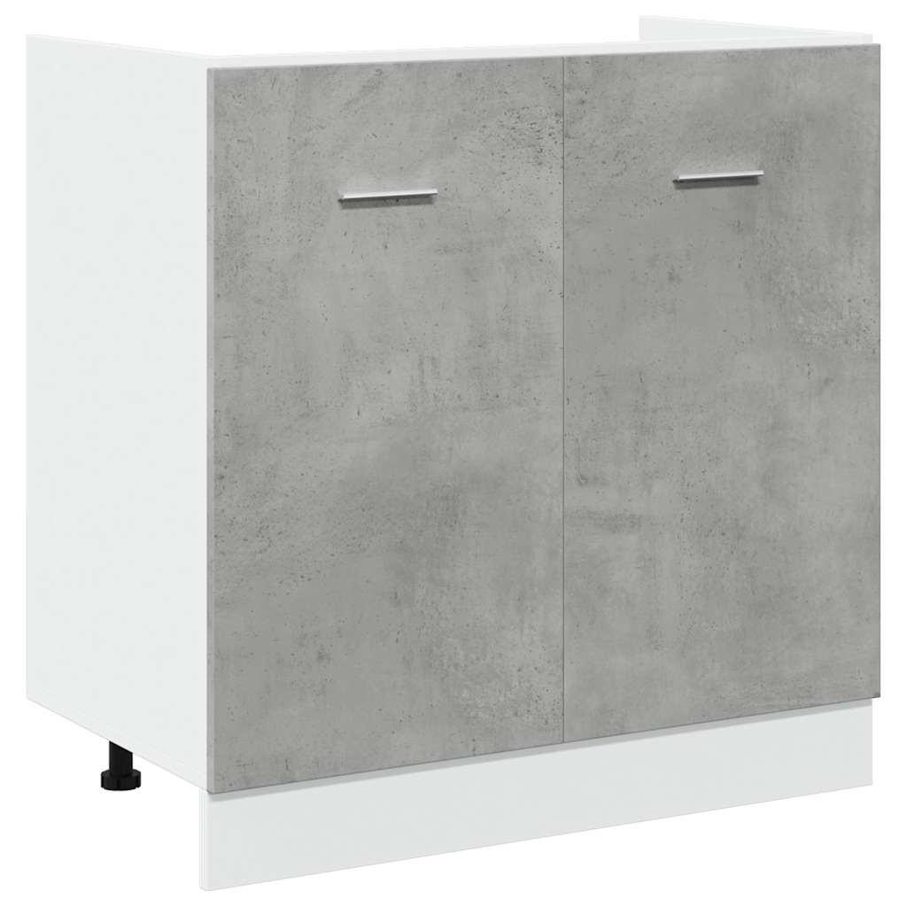 SPÜLENUNTERSCHRANK Lyon Betongrau 80/46/81,5 Cm Holzwerkstoff - Grau, Holzwerkstoff (46/81.5/80cm) - vidaXL