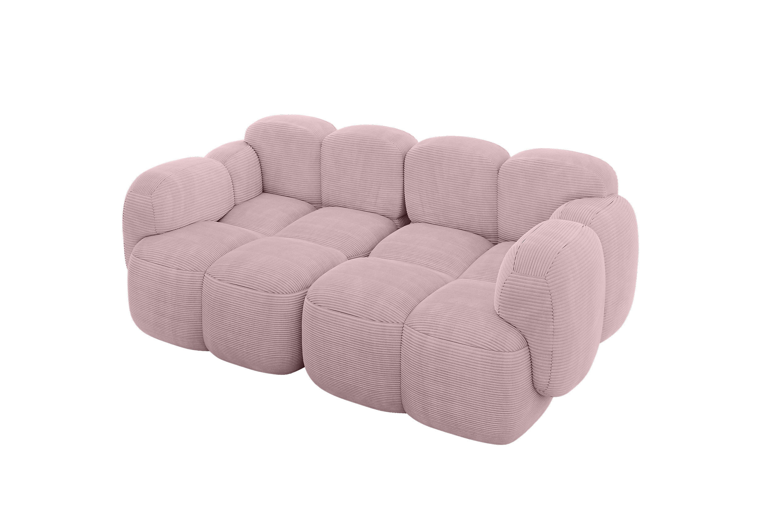 2-SITZER modulares Sofa Miko-S1 214x118x75 cm Rosa Cord - Schwarz/Rosa, Holzwerkstoff/Kunststoff (214/75/118cm) - ALTDECOR