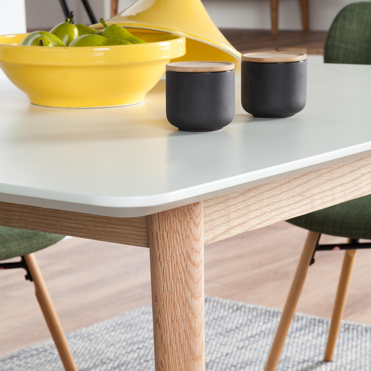 ESSTISCH - Eiche teilmassiv - Weiß, Holzwerkstoff (80/120/76cm) - home24