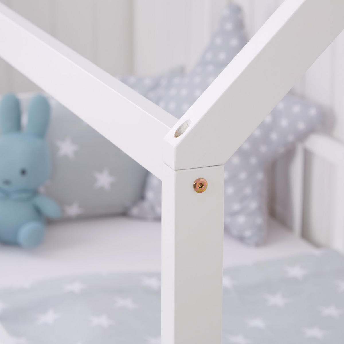 HAUSBETT 90/200 cm in Weiß mit Lattenrost Rausfallschutz - Weiß, Holz (90/200cm) - Homestyle4u