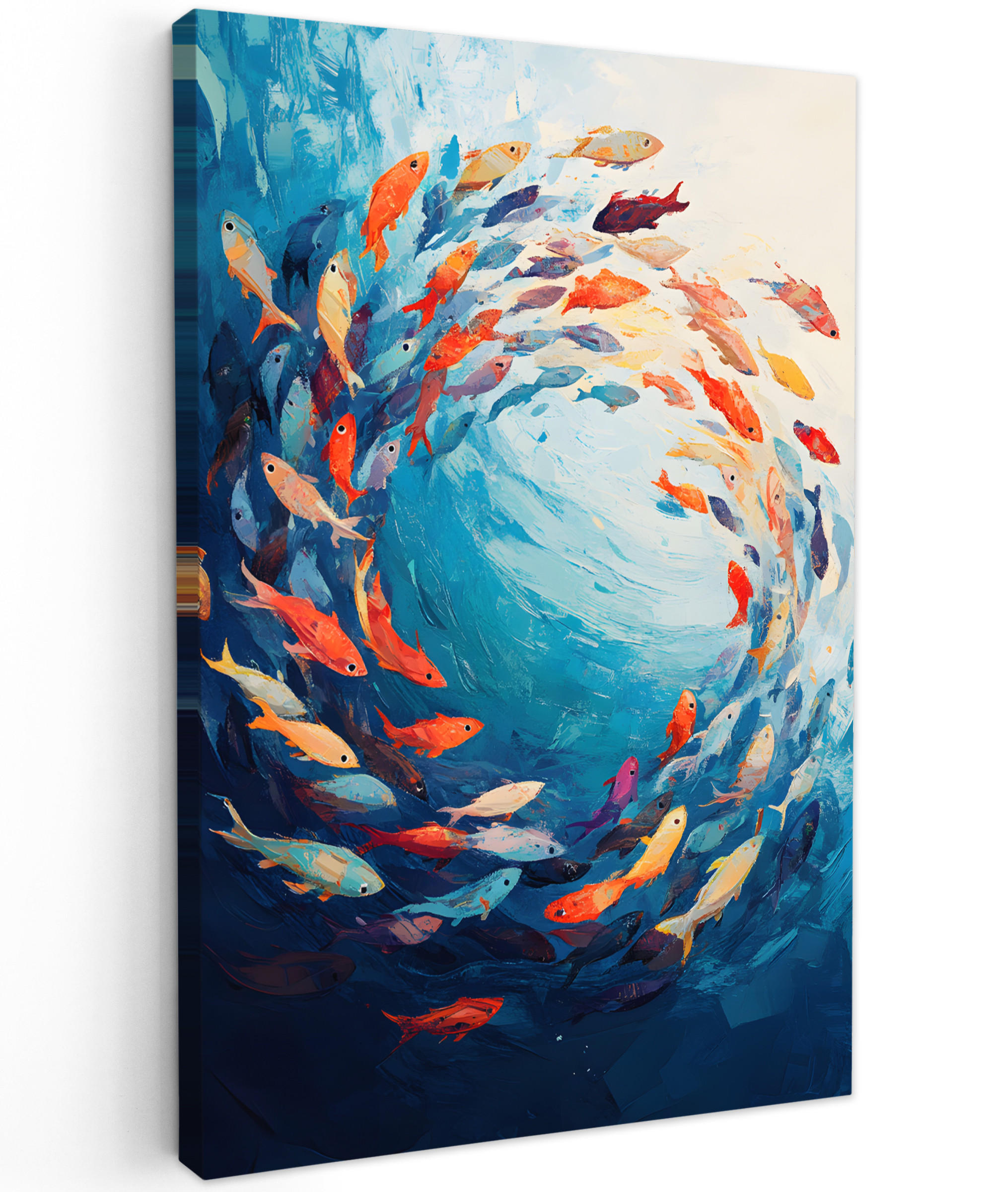 LEINWANDBILD Meer - Fische - Bunt - Dynamisch 90x140 cm - Hellblau, Textil (90/140cm) - MuchoWow