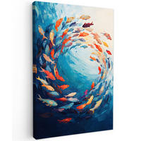 LEINWANDBILD Meer - Fische - Bunt - Dynamisch 90x140 cm - Hellblau, Textil (90/140cm) - MuchoWow