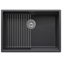 UNTERBAUSPÜLE GRANIT Praga, 2-er set Anthrazit 66/47 cm 1 Becken + Ablauf-Set + Aufrollbare Abtropffläche ab 70er Unterschrank - Chromfarben/Anthrazit, Kunststoff (66/20/47cm) - Primagran