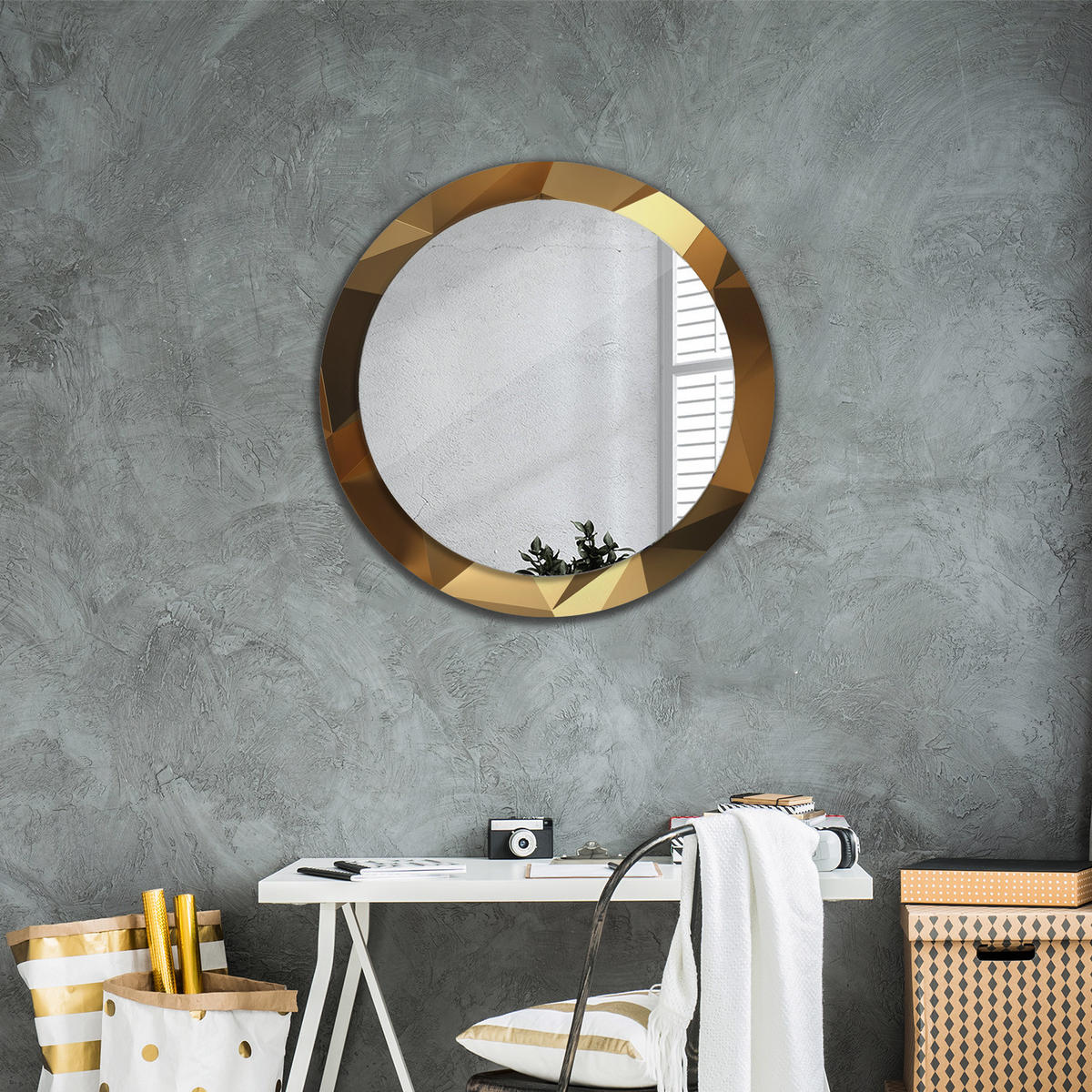 SPIEGEL Ø80 cm Rund mit Aufdruck - Braun, Glas (80/80/0.4cm) - TULUP