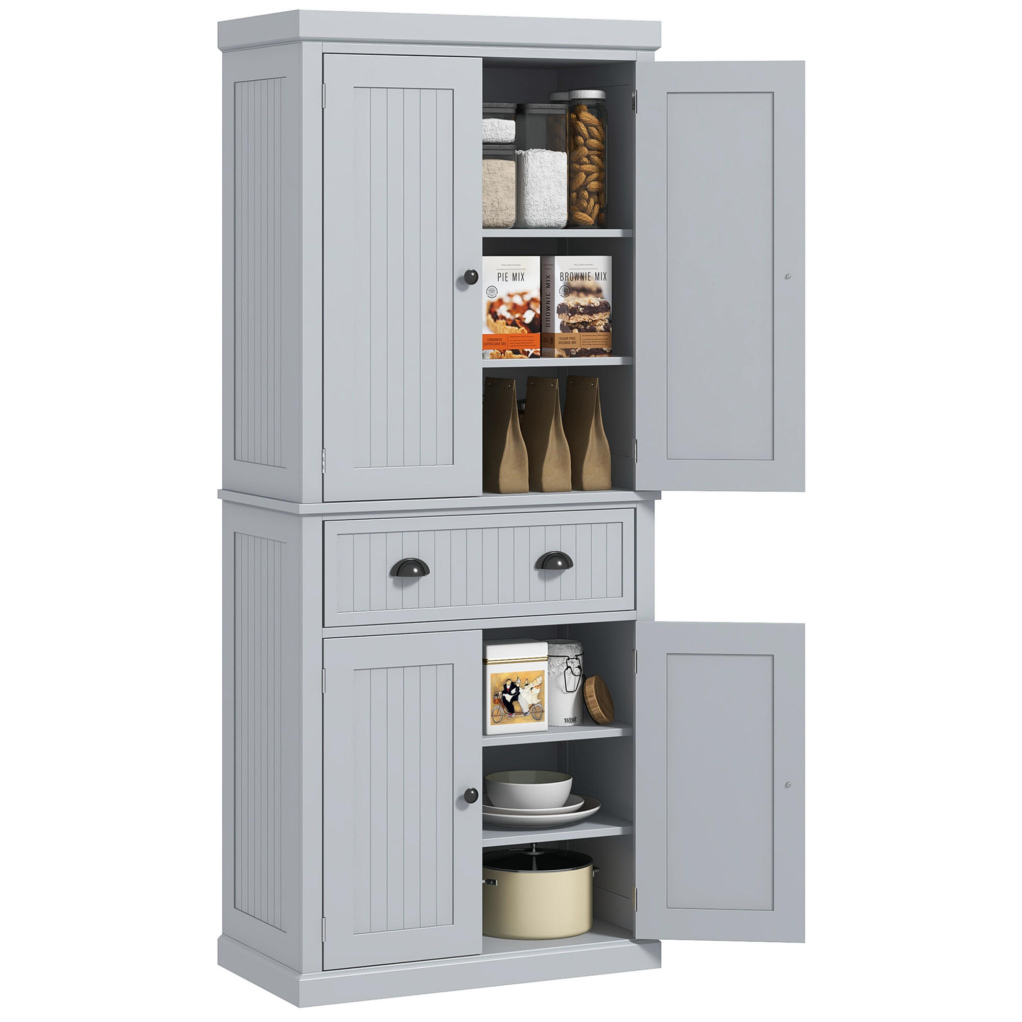 HIGHBOARD DE-11267 4 Türen Grau - Grau, Holzwerkstoff (40.2/183/76.2cm) - ComfortXL
